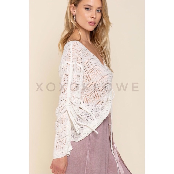 POL Ivory Pull String Top Lightweight Long Sleeve - Picture 10 of 14